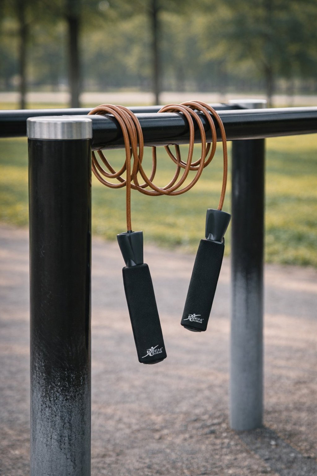 BODYLINE Corda da Salto in Cuoio con Pesi e Impugnature Neo Ergonomiche