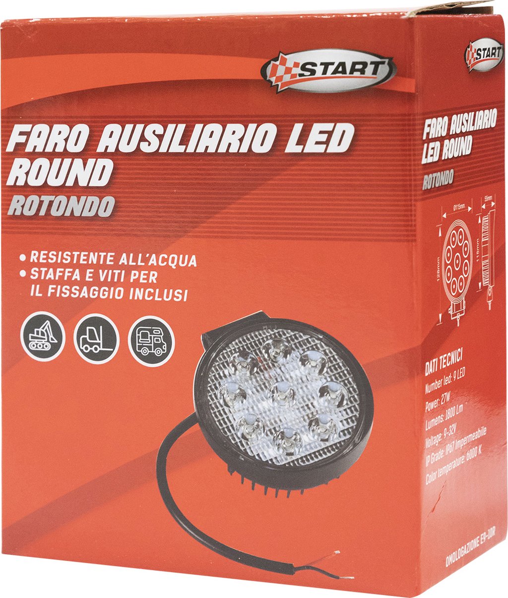 START Faro ausiliario 9 led rotondo Accessorio Originale Uso Quotidiano Auto