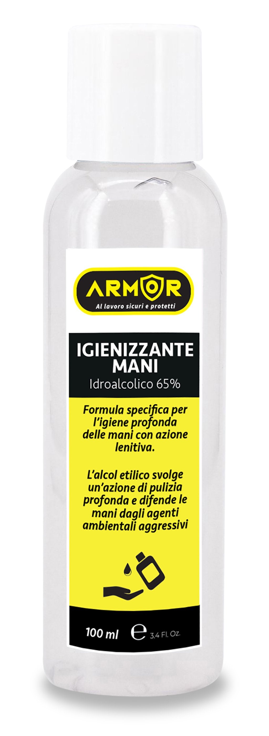 ARMOR Gel igienizzante mani 100 ml, indroalcolico al 65%, massima igiene
