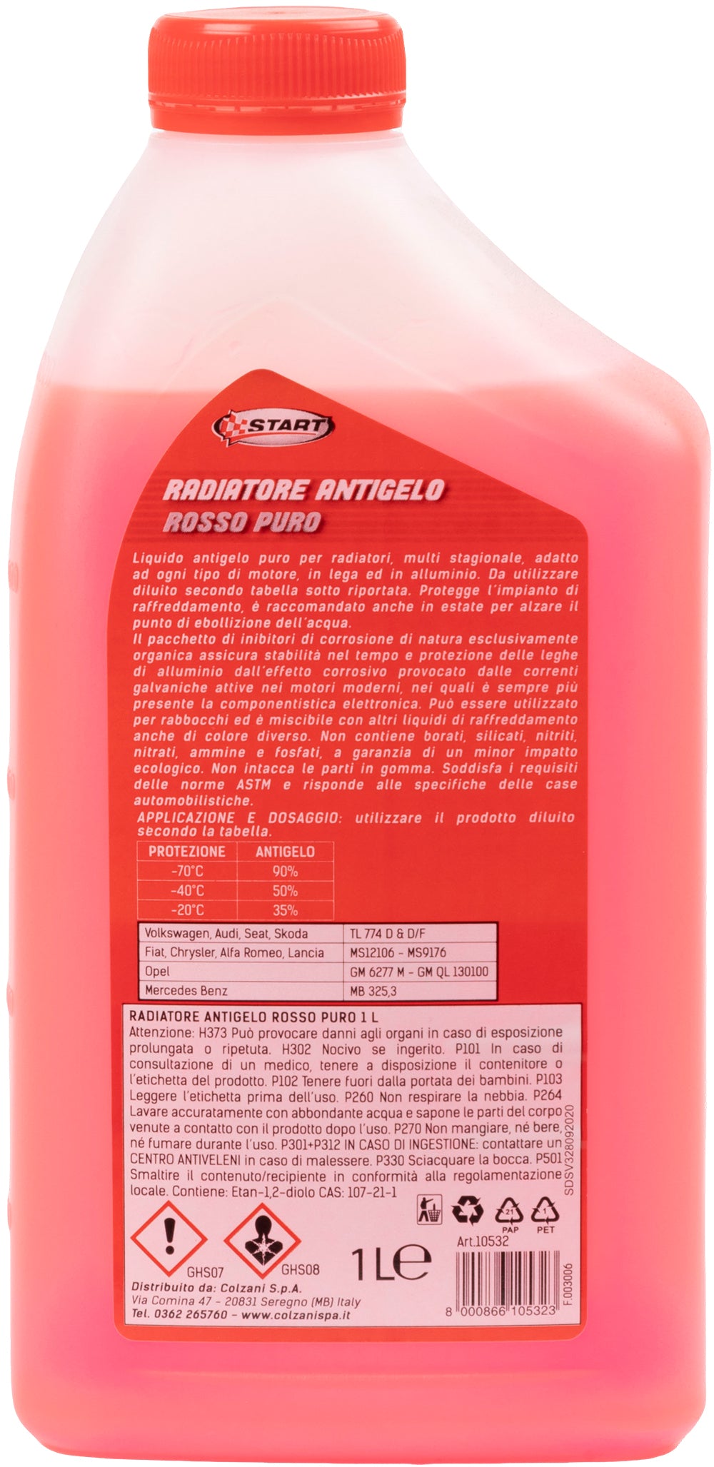 START - Liquido Radiatore Puro Rosso 1L Long Life OAT Auto