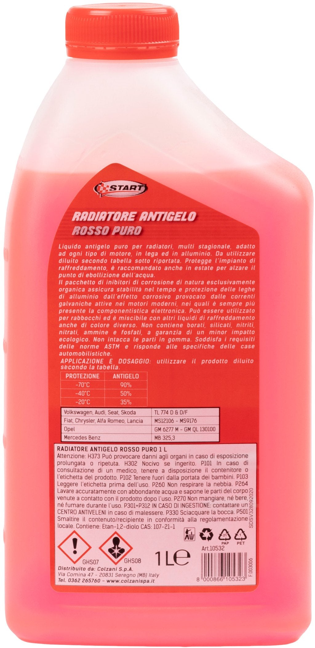 START - Liquido Radiatore Antigelo Puro Rosso Long Life 1 Litro - Concentrato