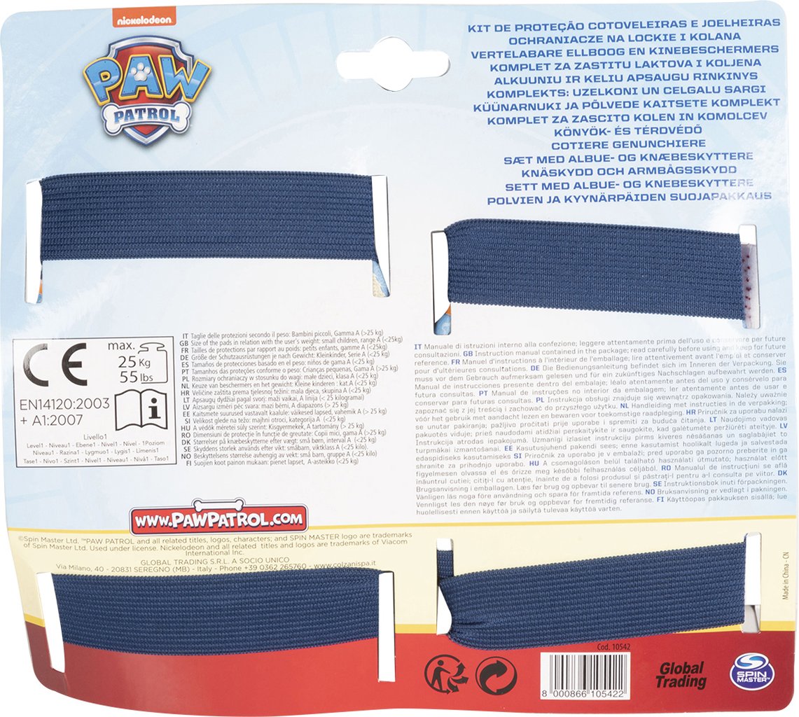 TATAWAY Kit di protezione livello 1 gomitiere e ginocchiere Paw Patrol boy