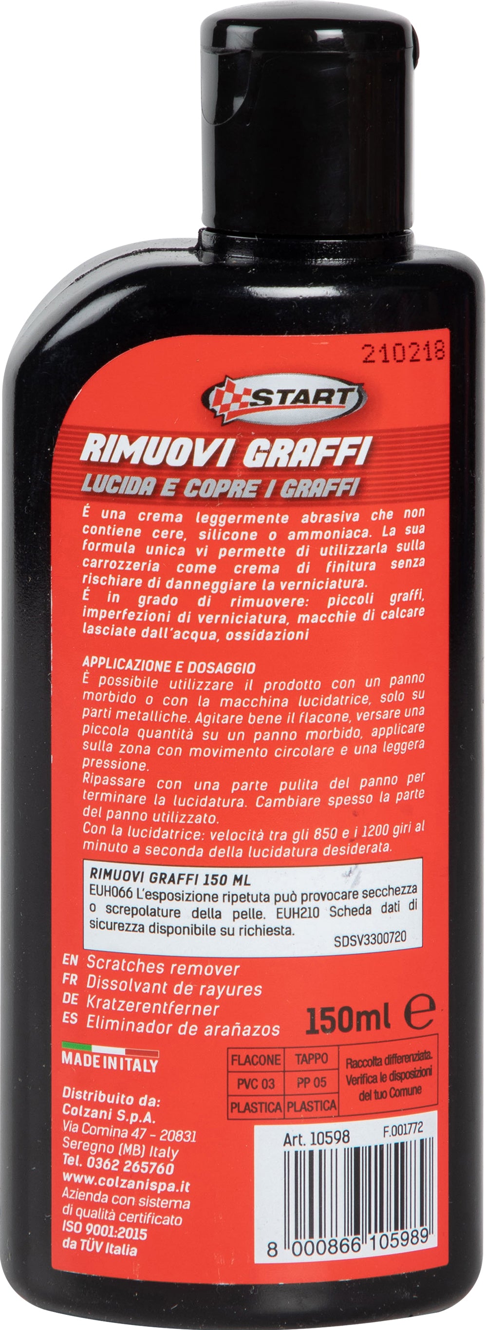 START Rimuovi graffi auto nero 150ml Accessorio Originale Uso Quotidiano