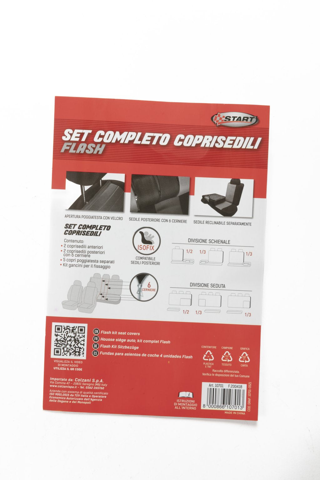 START Set completo coprisedili Flash auto universale airbag poggiatesta