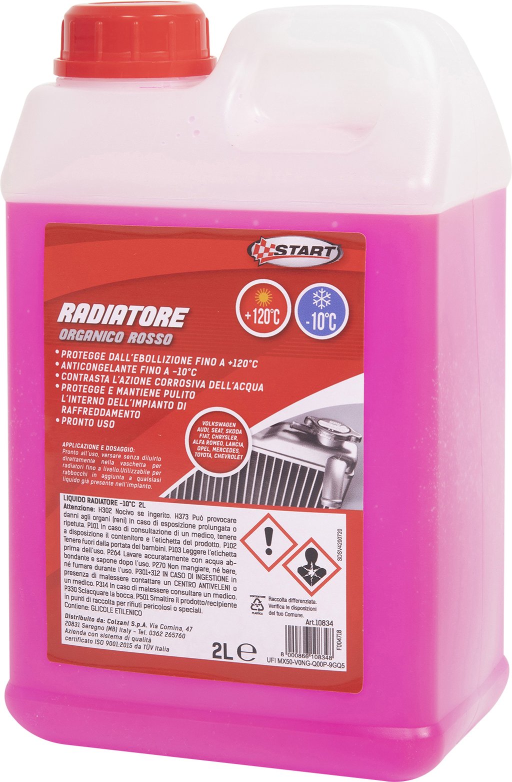 START Liquido Radiatore Organico Rosso 2 Litri Pronto all'Uso Originale