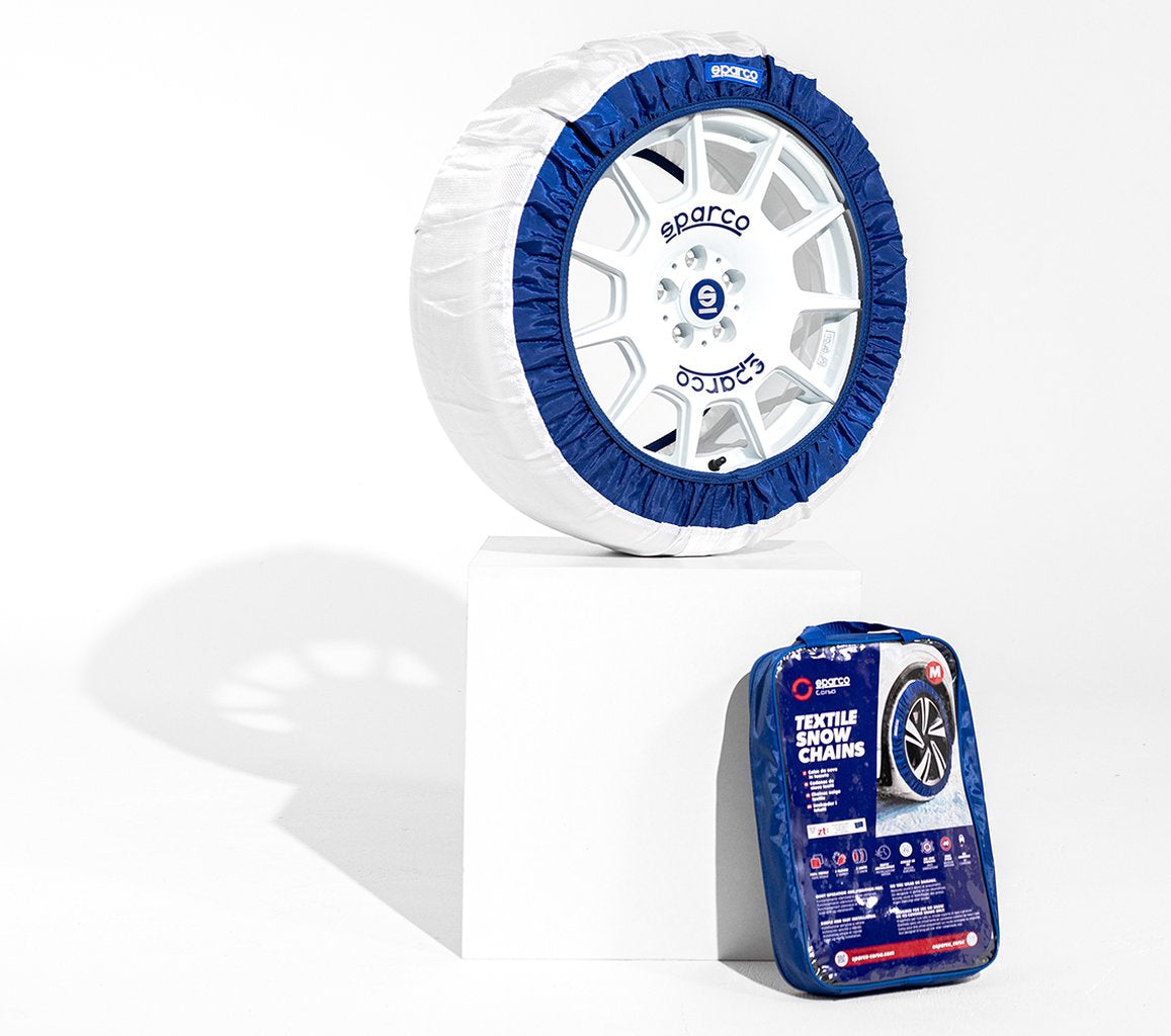 SPARCO Set da 2 pezzi di calze neve per gomme in tessuto bianco silenziose Auto