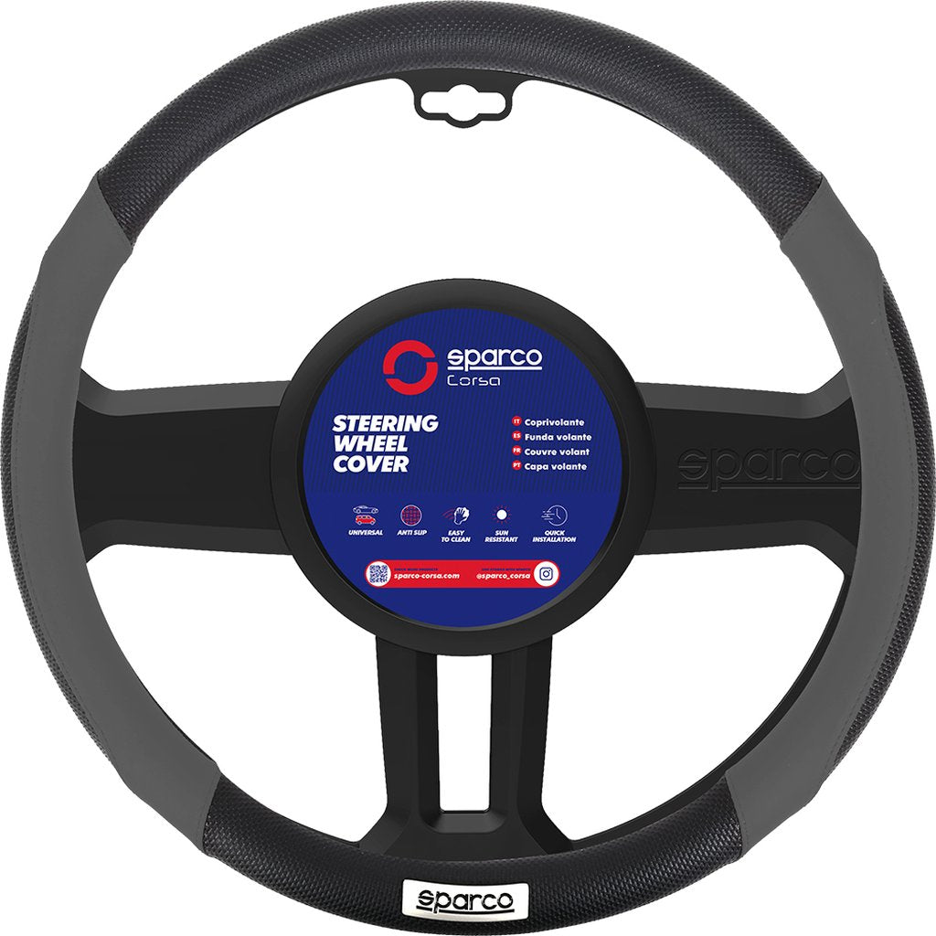 SPARCO Coprivolante SPC1113 auto universale grigio e nero con dettagli traforati