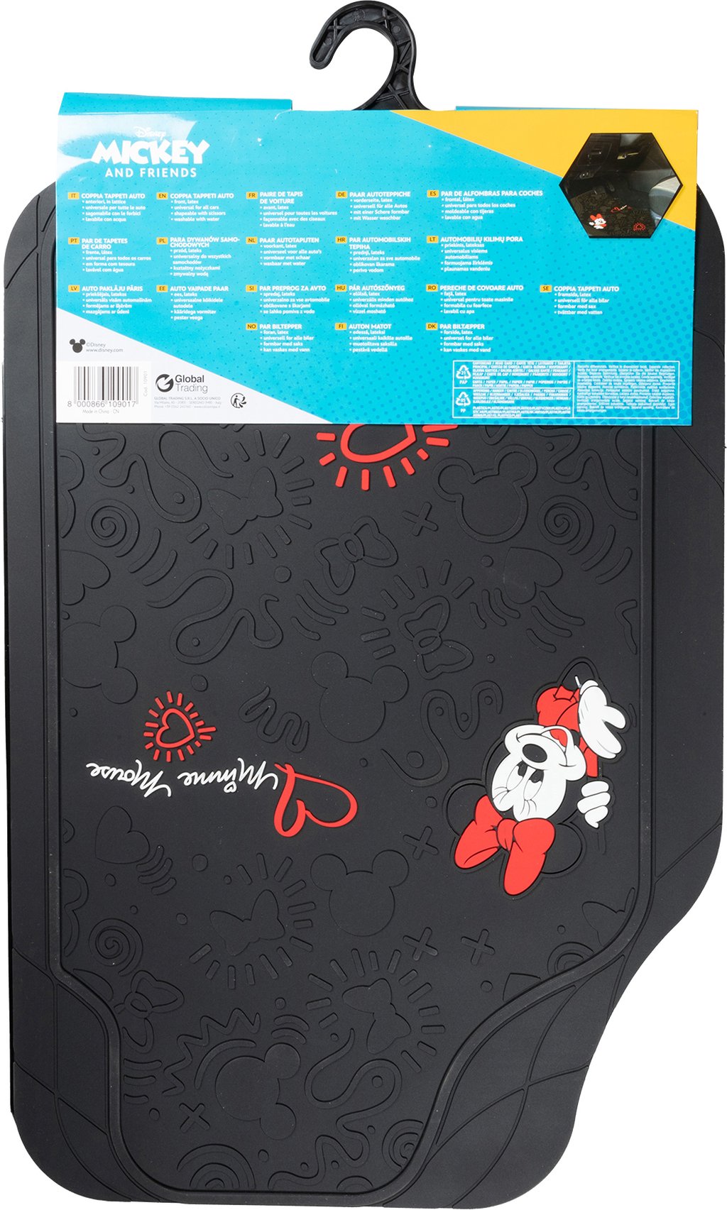 TATAWAY Disney Coppia di tappetini per auto Minnie Mouse in Pvc 44x65 cm
