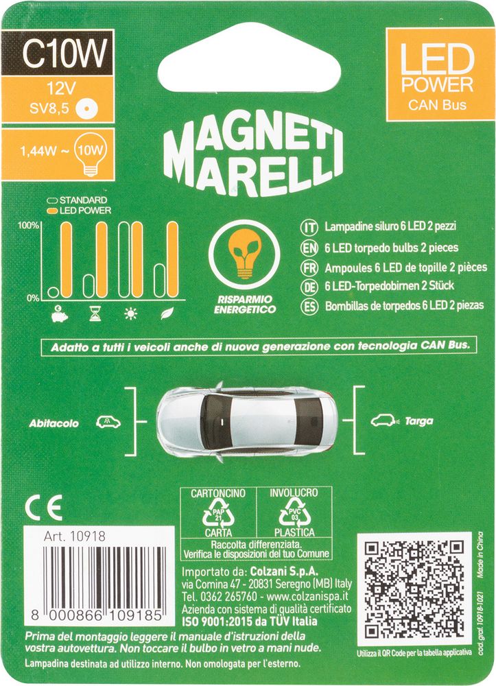 Lampadina siluro auto C5W 3 Led 2 pezzi 12V SV8,5 tecnologia Can bus