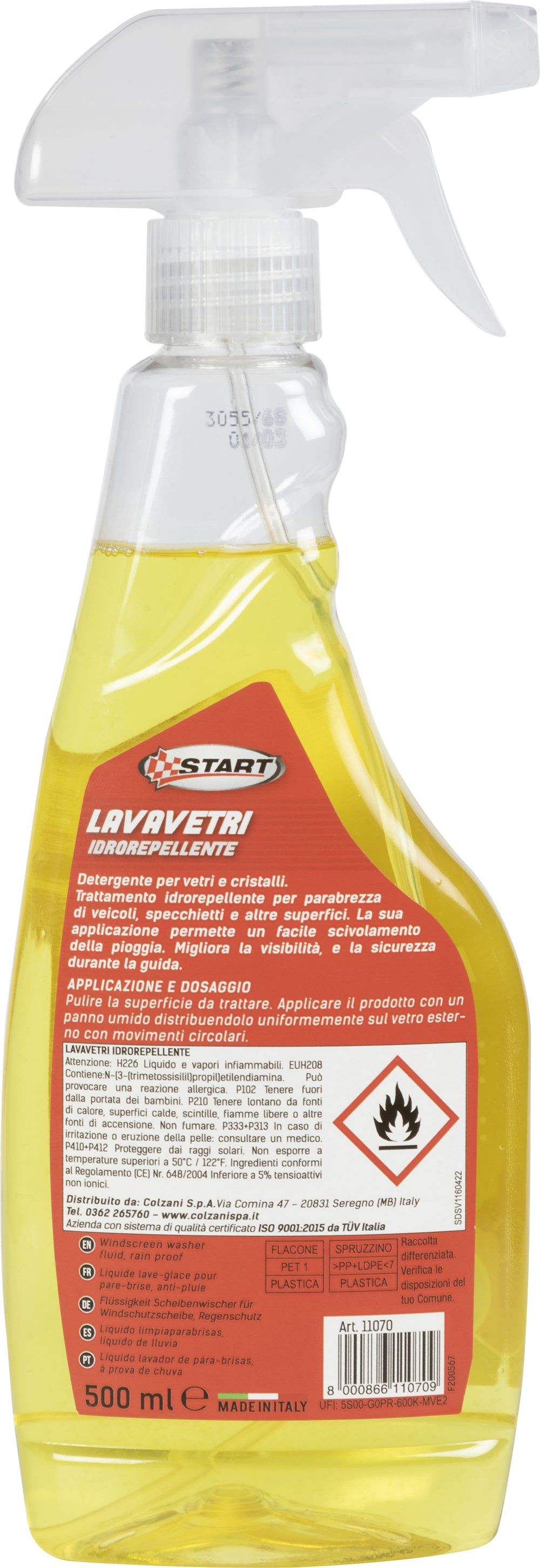 Spray trigger lavavetri idrorepellente auto, contiene 500 ml, antigoccia