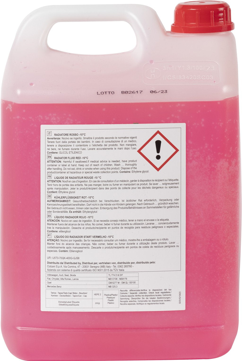 START Antigelo Rosso G12+ 5L -10 +120 Liquido Radiatore per Motori Originale