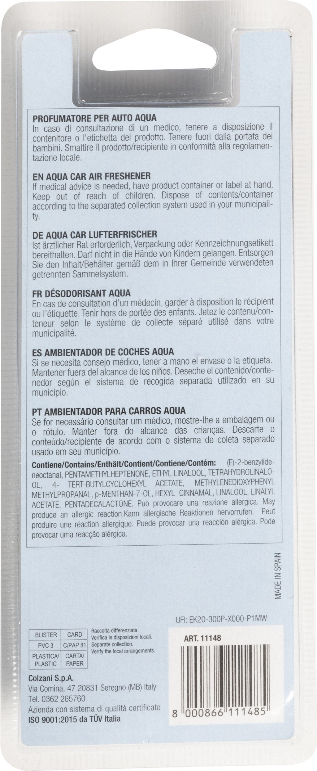 START Sensory profumatore per auto in legno profumazione aqua da appendere