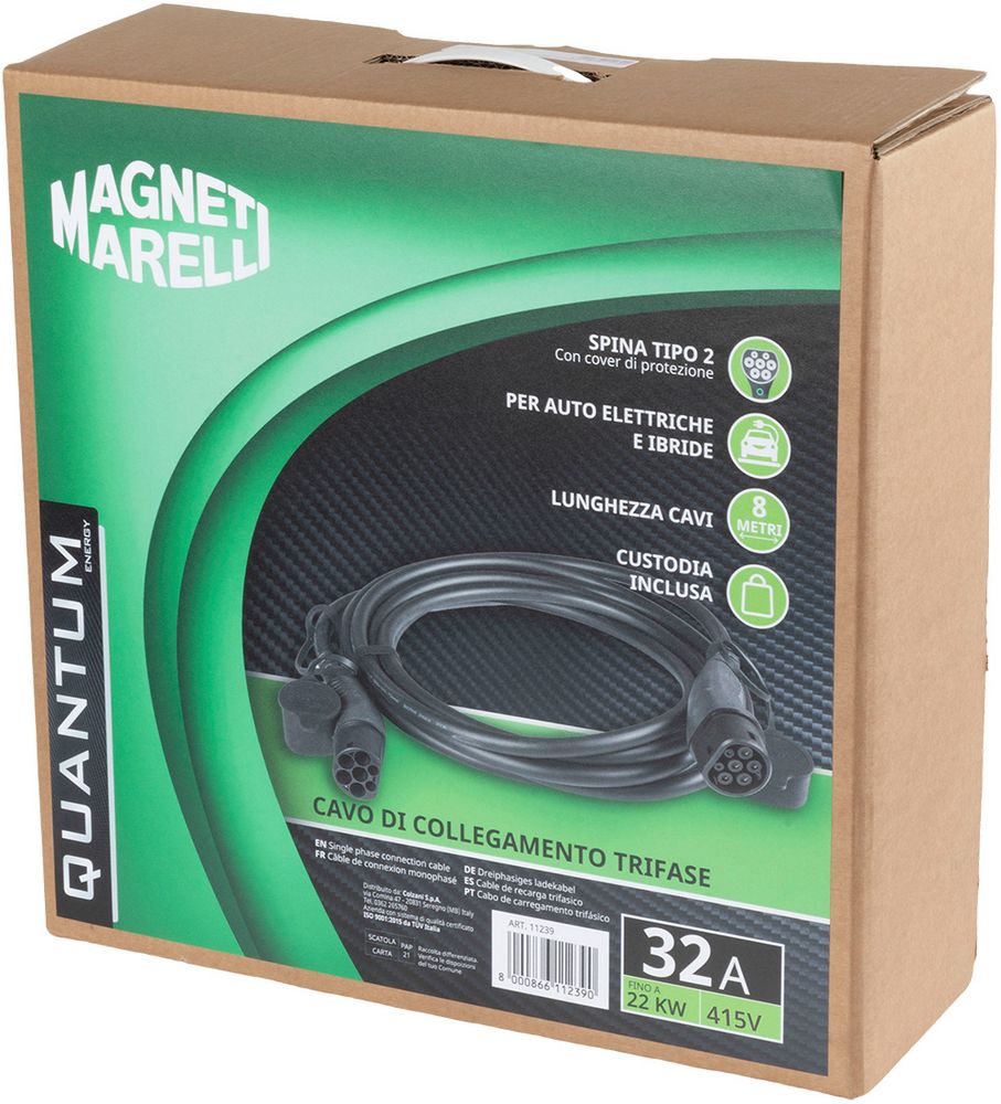 Magneti Marelli Cavo di collegamento per Wallbox, colonnette di ricarica EV Trifase 32A 8 mt - 22 Kw 480 V