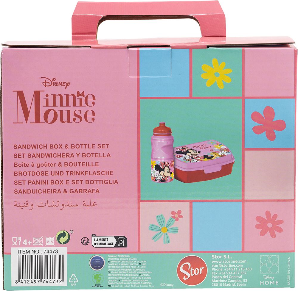Set borraccia da 380 ml e Sandwich Box per bambini in plastica Minnie