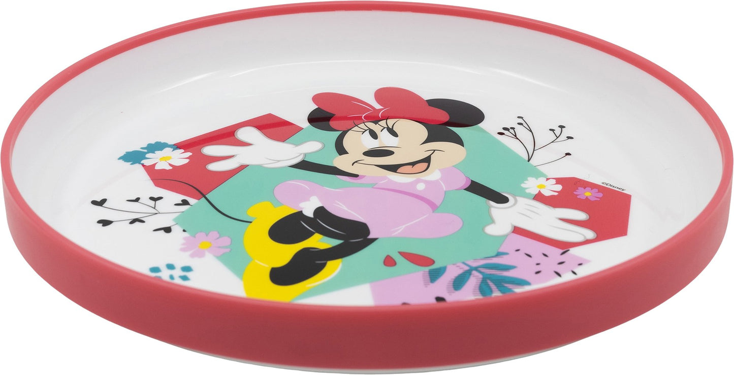 TATAWAY Disney Piatto piano bianco e rosa per bambine in plastica Minnie
