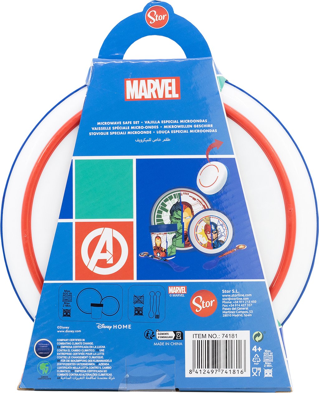 TATAWAY Marvel Set Pappa 5 pezzi rosso e blu in plastica Avengers Hulk 260 ml