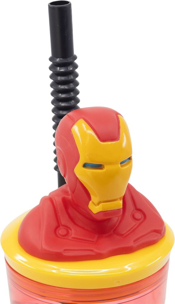 TATAWAY Marvel Bicchiere rosso per bambini in plastica Avengers Iron Man 360 ml