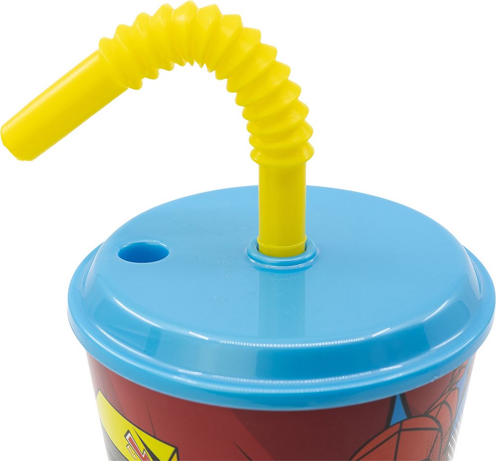 Bicchiere in plastica con cannuccia Spiderman 430 ml