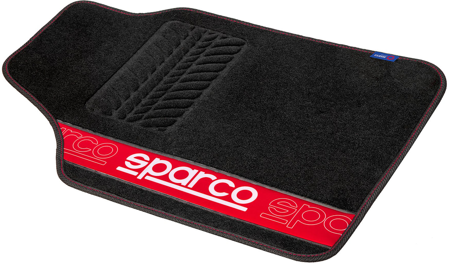 SPARCO Set 4 tappetini neri universali 2 anteriori con logo e posteriori