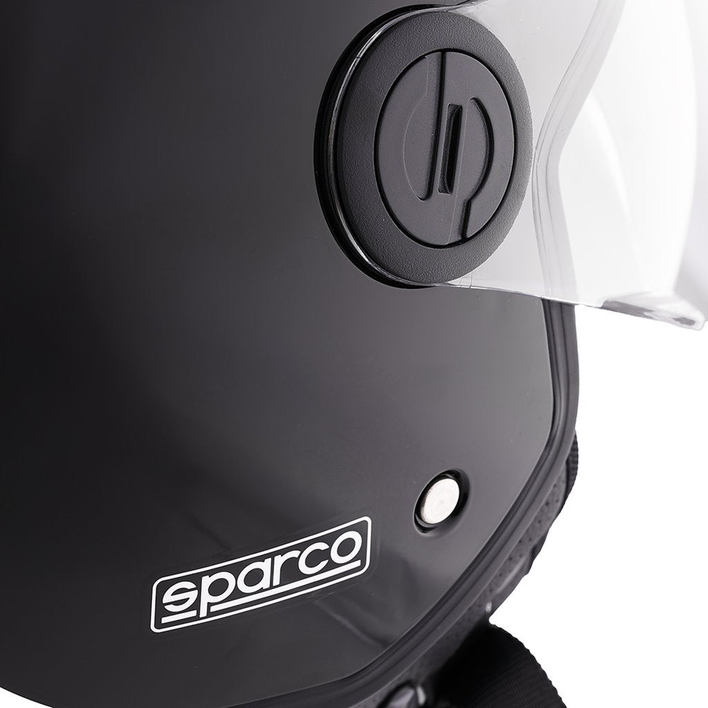 SPARCO Casco Demi-Jet per moto nero e bianco con calotta in ABS Taglia S