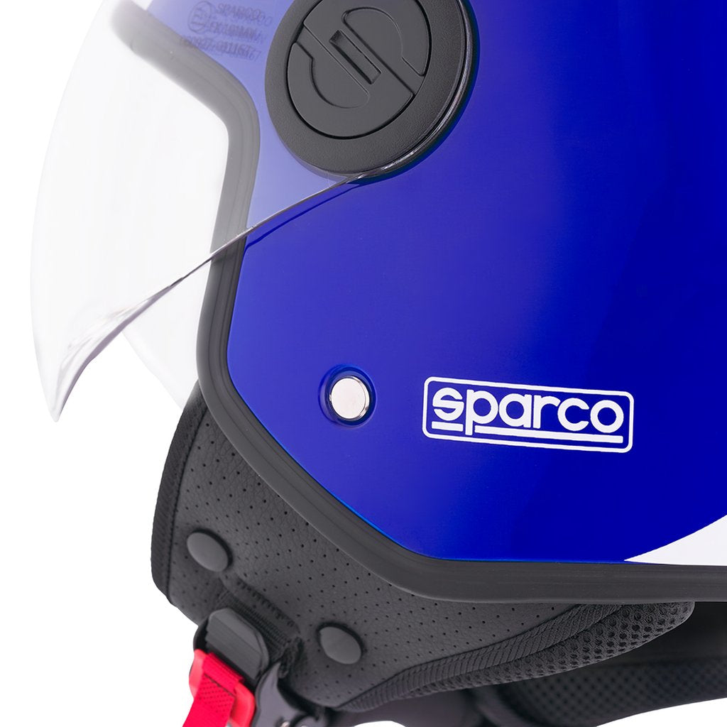 SPARCO Casco Demi-Jet per moto blu e bianco con calotta in ABS Taglia L