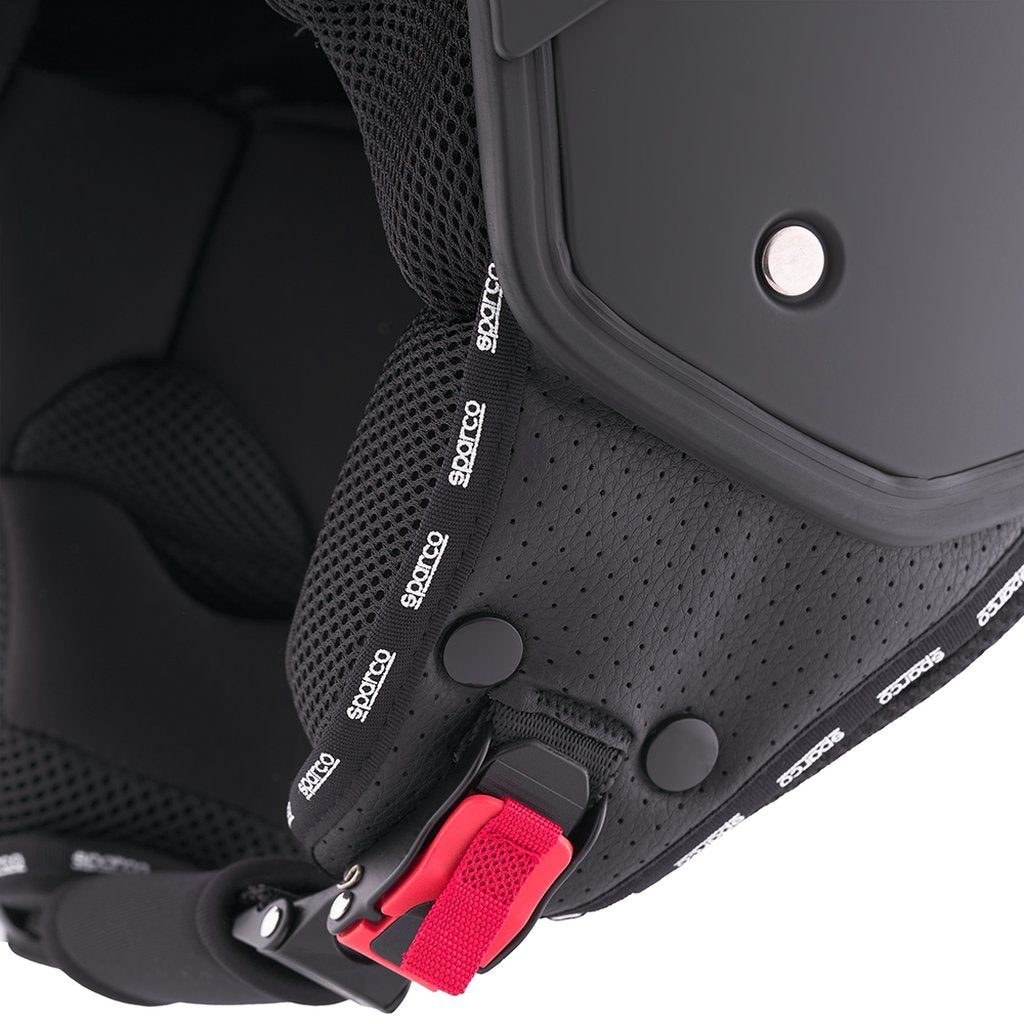 SPARCO Casco Demi-Jet con Peak per moto nero opaco calotta in ABS Taglia L