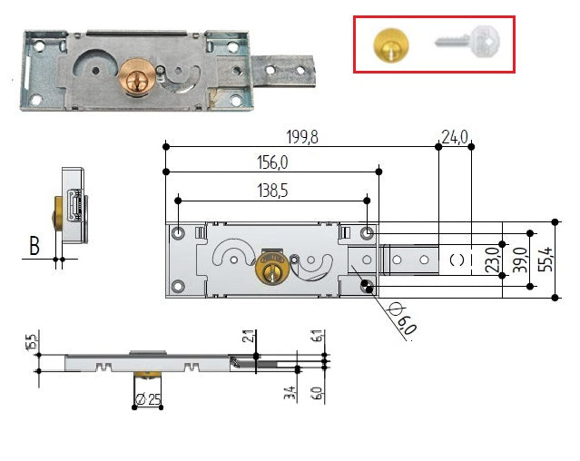 SERRATURA PREFER A411 LATERALE DX PER SERRANDE AVV.