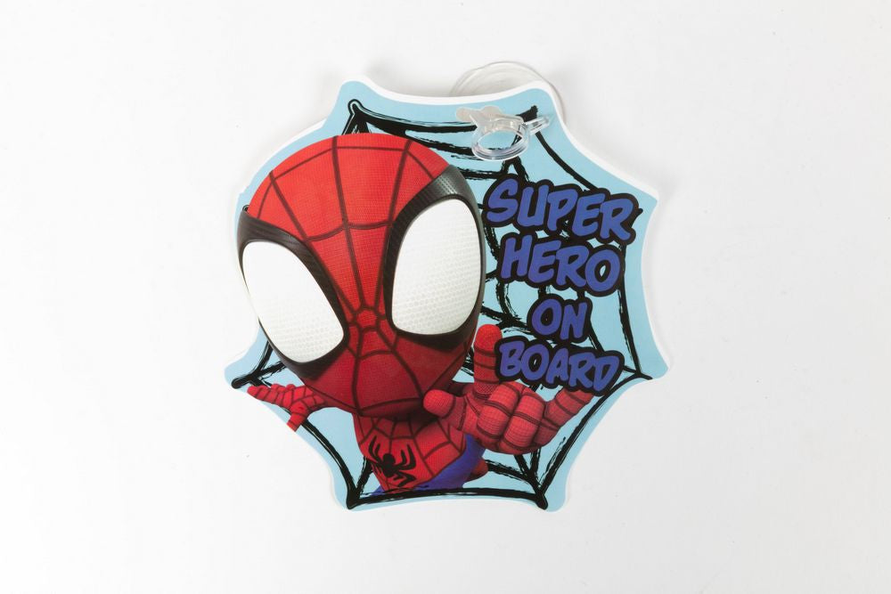 Baby on board con grafiche Spidey con attacco a ventosa