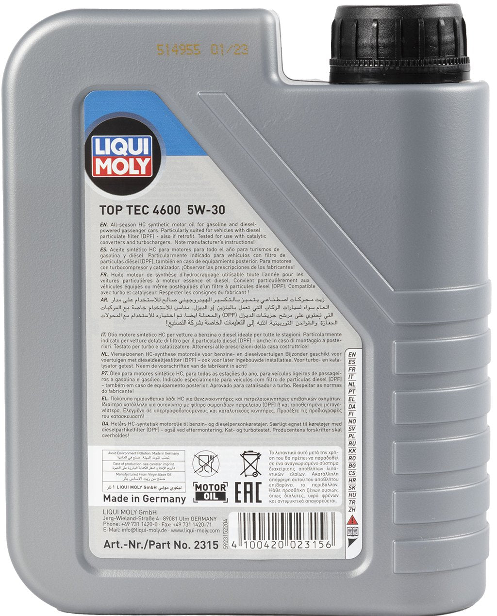 LIQUI MOLY Olio Lubrificante motore Top Tec 4600 5W-30 1L Accessorio Originale