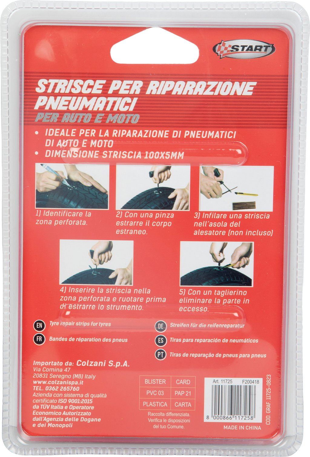 START Strisce per riparazioni pneumatici ideali auto e moto set 10 pezzi