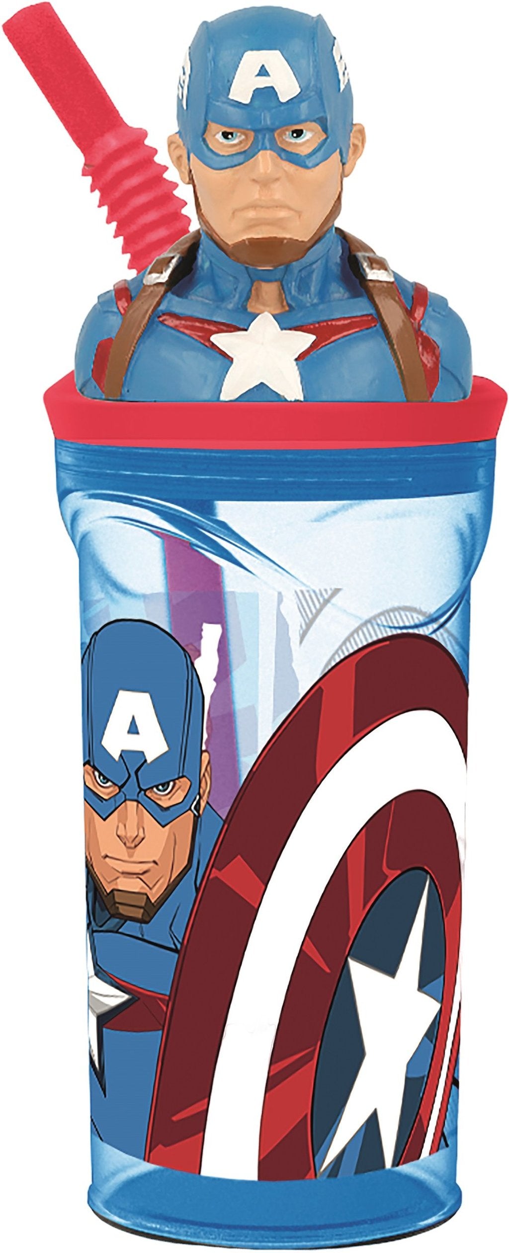 STOR Bicchiere con Cannuccia per Bambini 3D Grafica di Marvel Captain Scuola