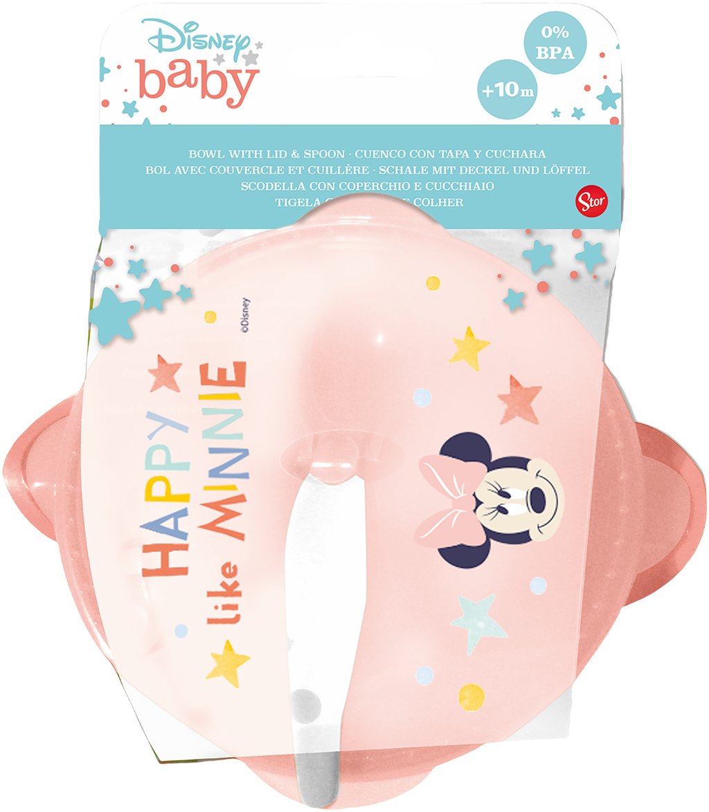 STOR Ciotola antiscivolo con coperchio e cucchiaio Minnie per bambini Originale