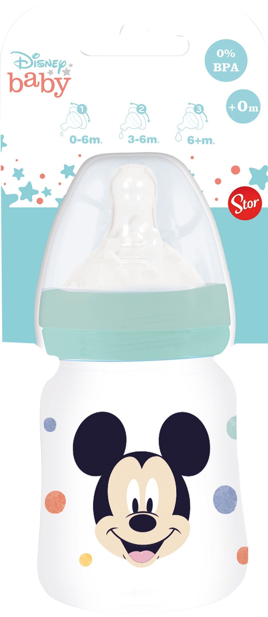 STOR Biberon Bambini Disney Mickey Mouse da 150 ml, in plastica senza BPA