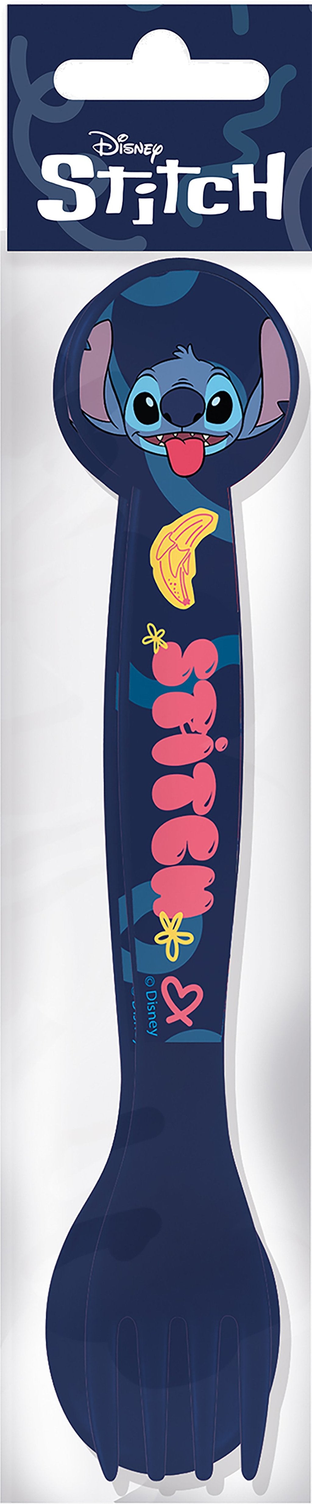 STOR Set due Posate in plastica Disney Stitch per bambini, senza BPA, lavabili