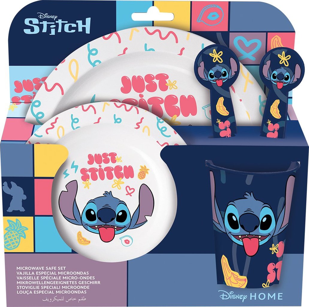 STOR Set Pappa Bambini Disney Stitich da 5 pezzi, in plastica senza BPA