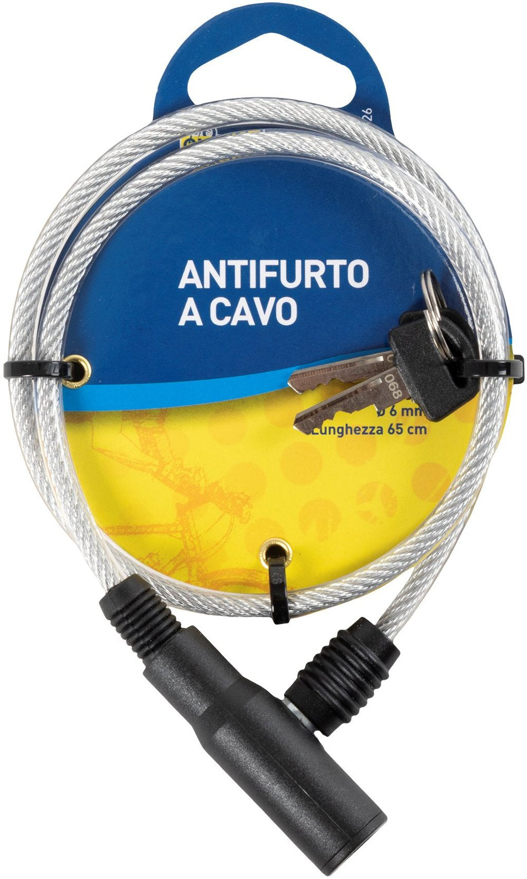 ON BIKE Antifurto A Cavo In Acciaio Trasparente 6x650 mm Bici Auto Bambini