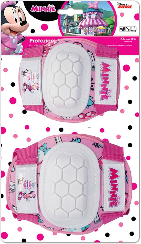 Kit con gomitiere e ginocchiere Disney Minnie Mouse da bambina. Taglia XS (3-6 anni)