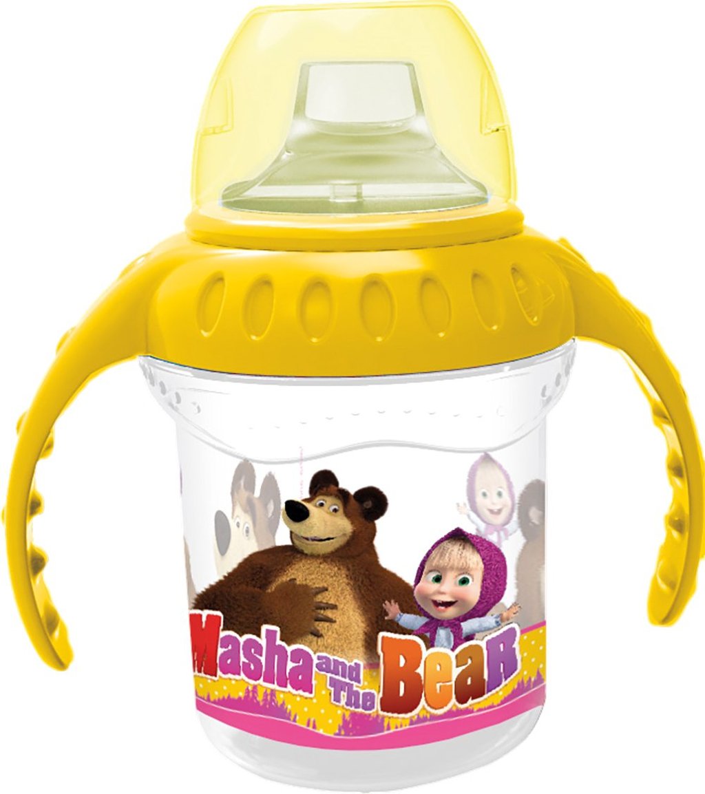 STOR Tazza da Viaggio per Bambini con Grafica Masha Orso 350 ml Scuola