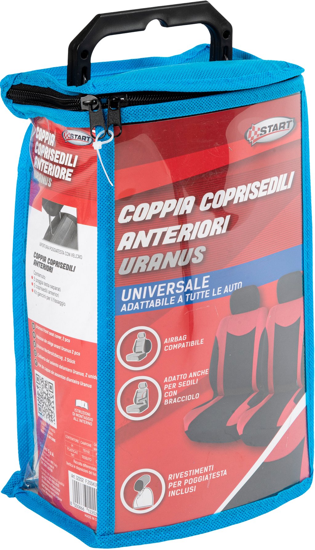 START Coppia Coprisedili Anteriori Uranus Nero/Rosso - Comfort e Stile per la