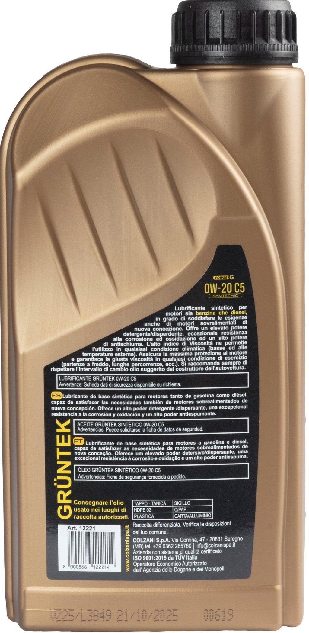 GRUNTEK OLIO 0W20 C5 1LT Accessorio Originale Uso Quotidiano