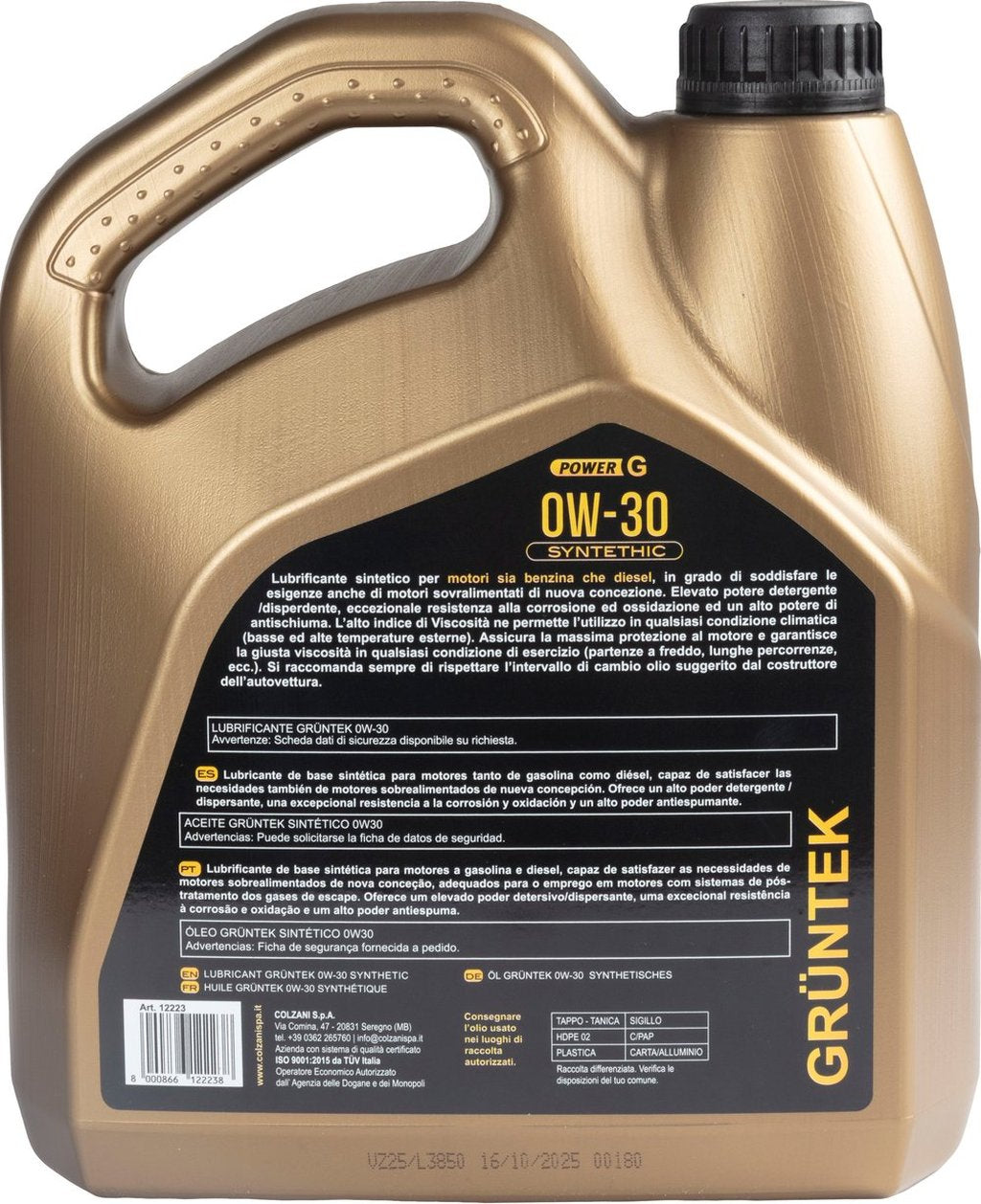 GRUNTEK Olio Motore 0W30 4L ? Lubrificante Sintetico Alta Qualit? Protezione