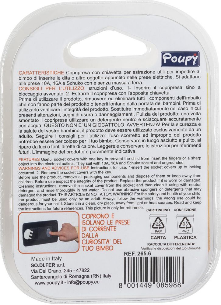 POUPY Copripresa con chiavetta di estrazione per bambini senza BPA adatta