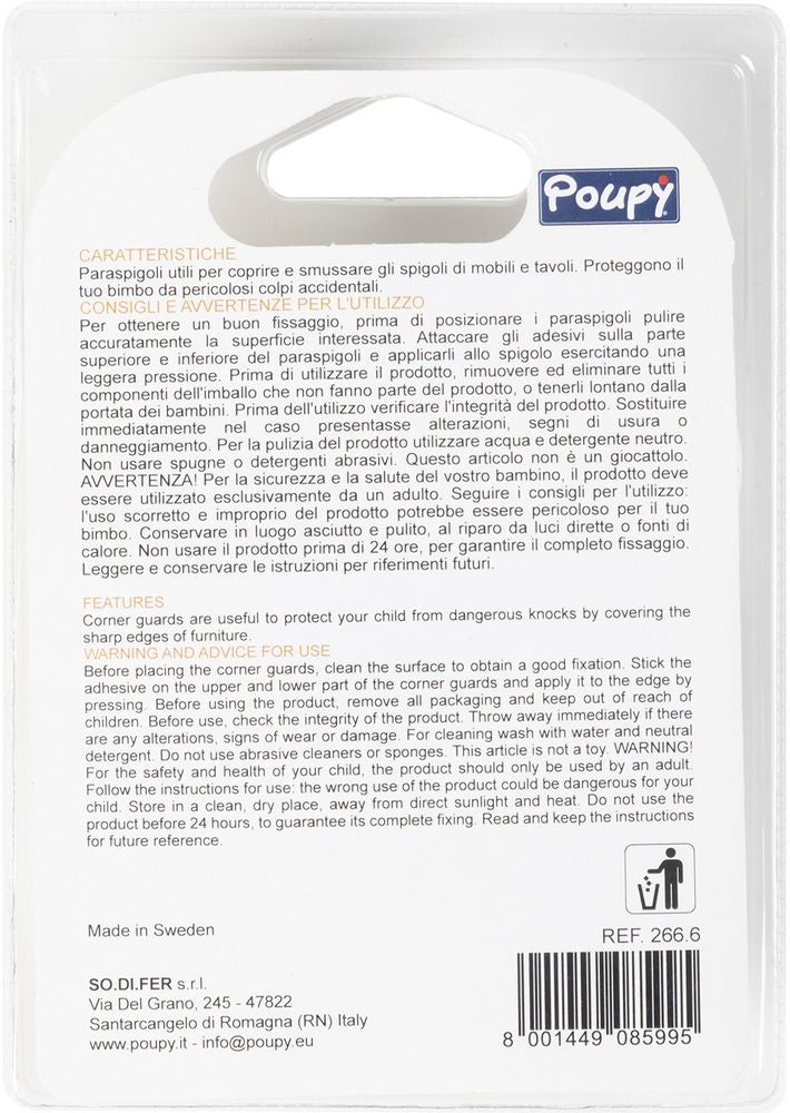 Paraspigoli tondi ad incastro 4 pz di Poupy per una massima sicurezza.