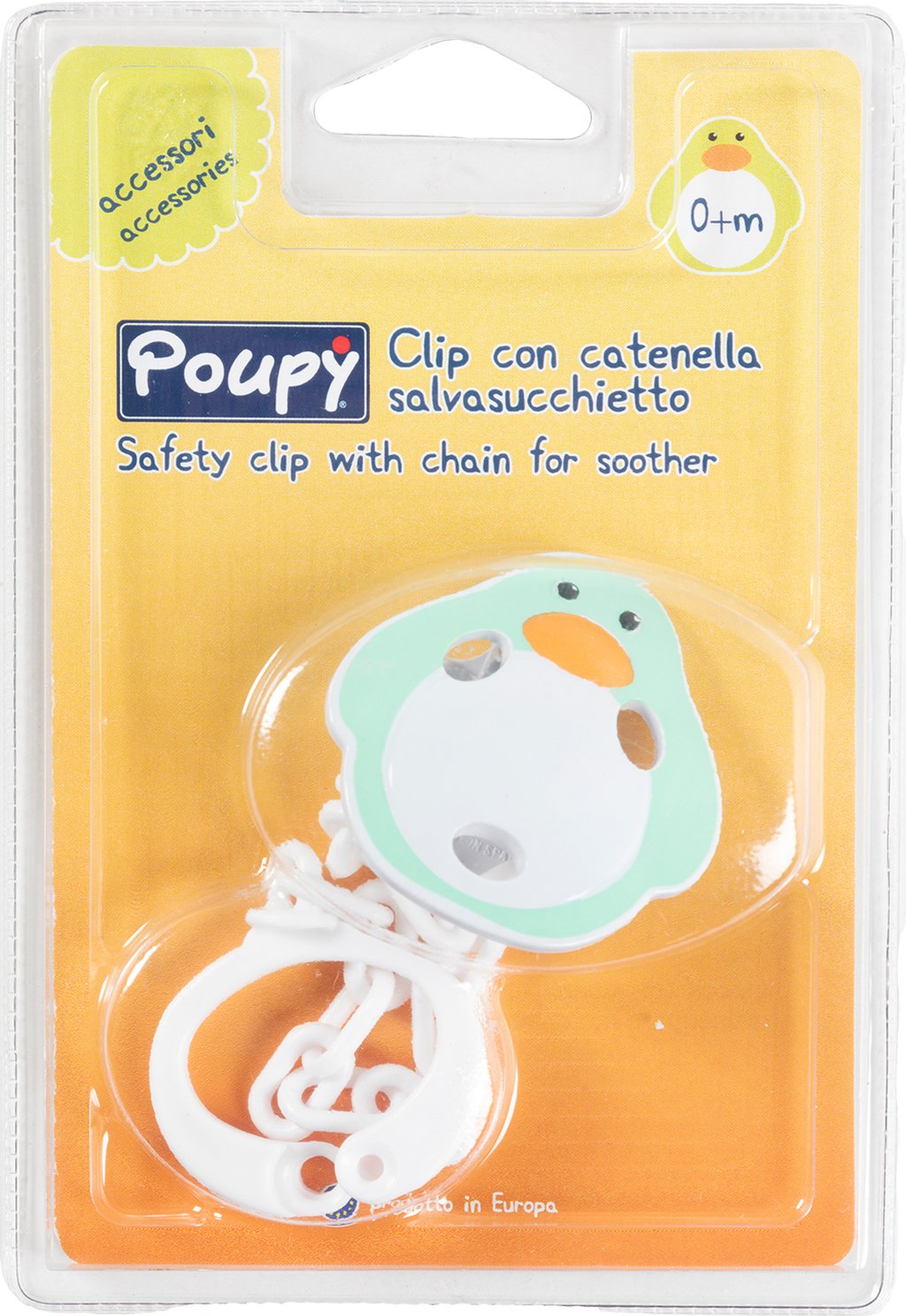 Clip con catenella per ciuccio bimbi in plastica