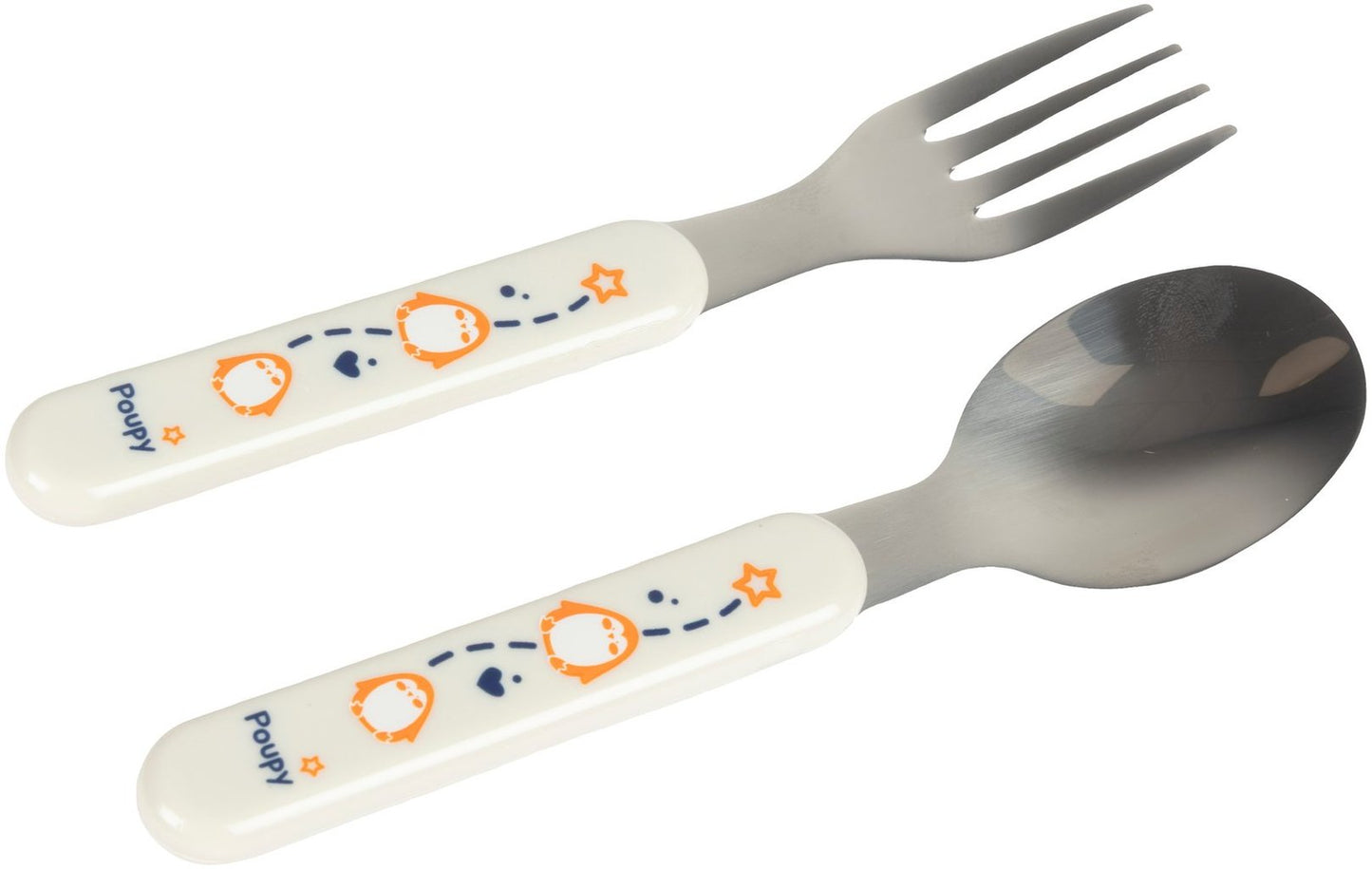 POUPY Set Posatine Inox 2pz, Cucchiaio e Forchetta Ergonomici, Acciaio