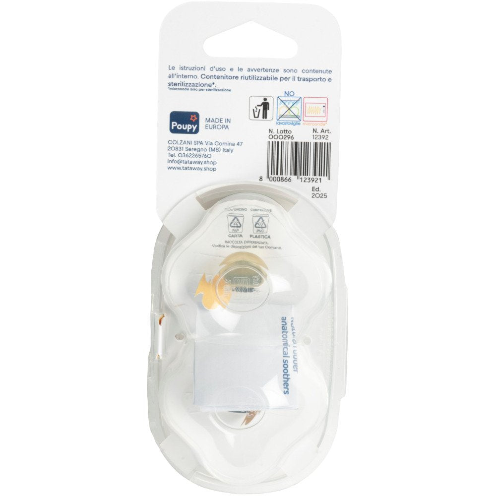 POUPY Succhietto Anatomico per bambini in lattice di gomma senza BPA con fori