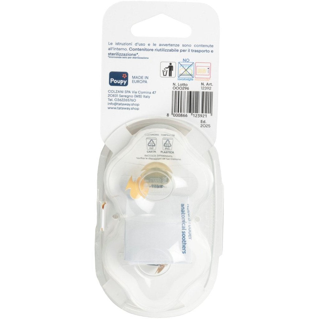 POUPY Succhietto Anatomico per bambini in lattice di gomma, senza BPA, con fori