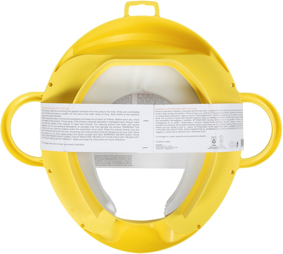POUPY Riduttore WC per Bambini Giallo con maniglie tenersi e schienale