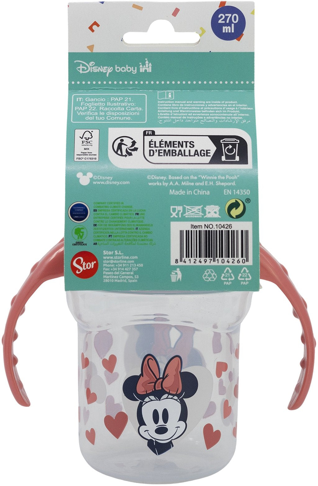 STOR Tazza da Viaggio per Bambini Minnie Mouse 250 ML Disney Scuola Pratico