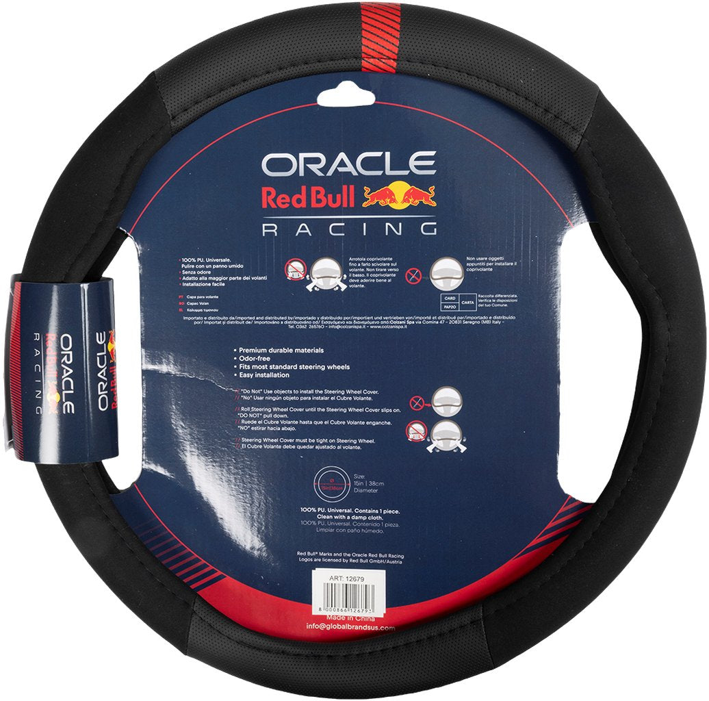 Coprivolante per auto Powerbar Nero/Rosso antiscivolo diam. 38 cm